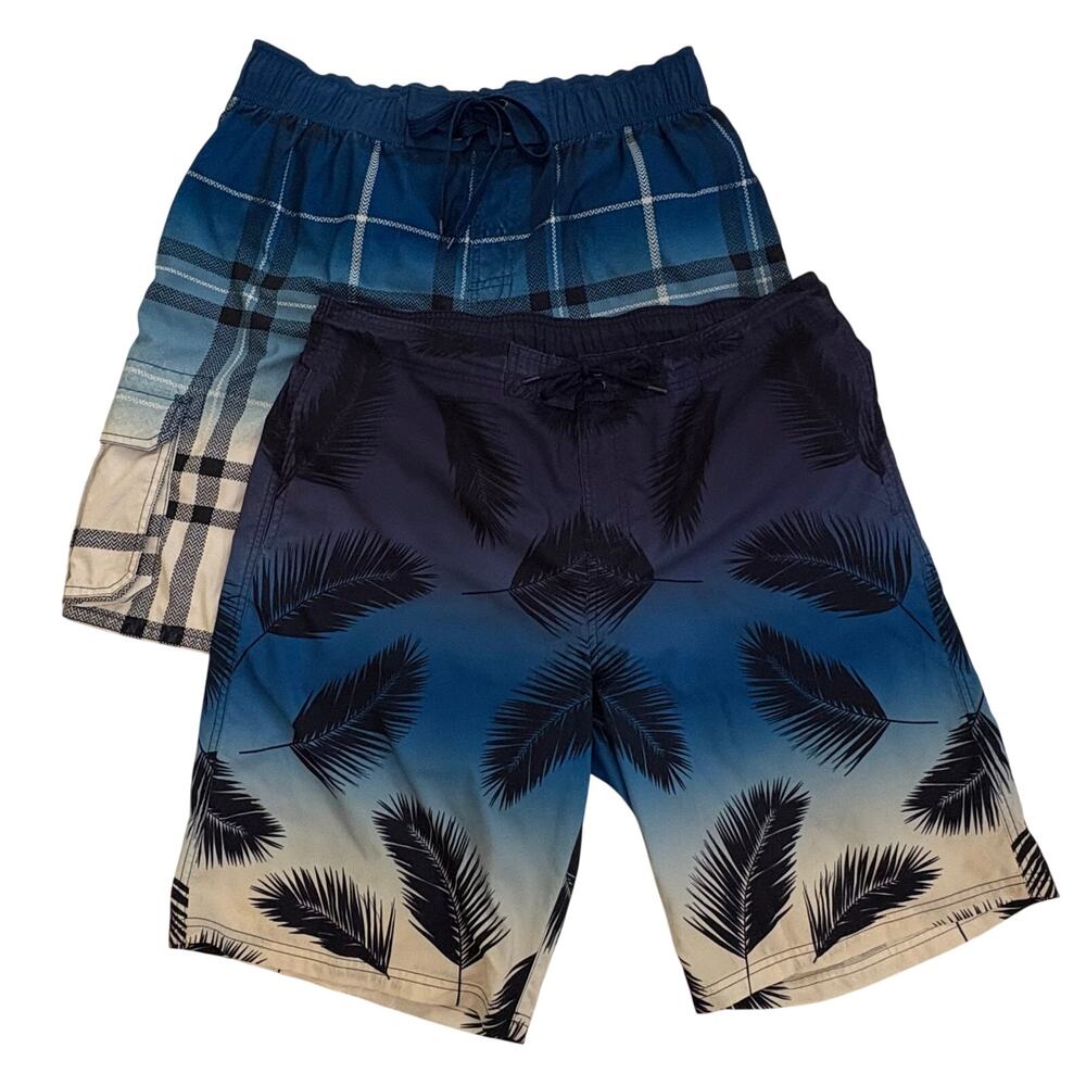 Lot of 2 Roundtree & Yorke and Arizona Mens Swimming Trunks XL  Blues  Used Good